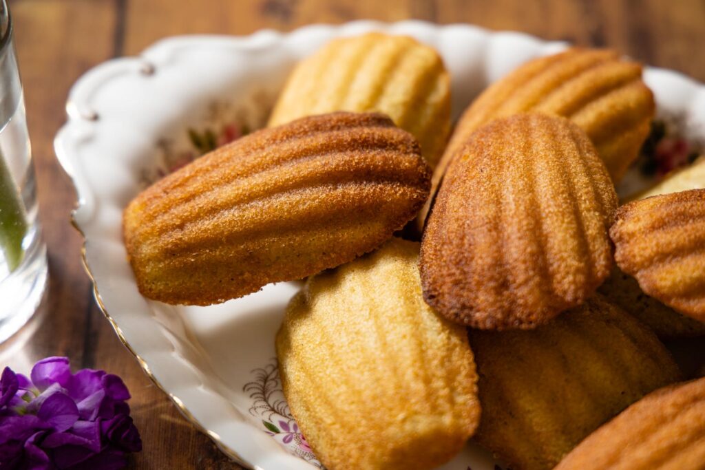 earl grey madeleines on a platter