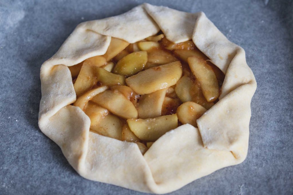 fold the crust over the apple filling