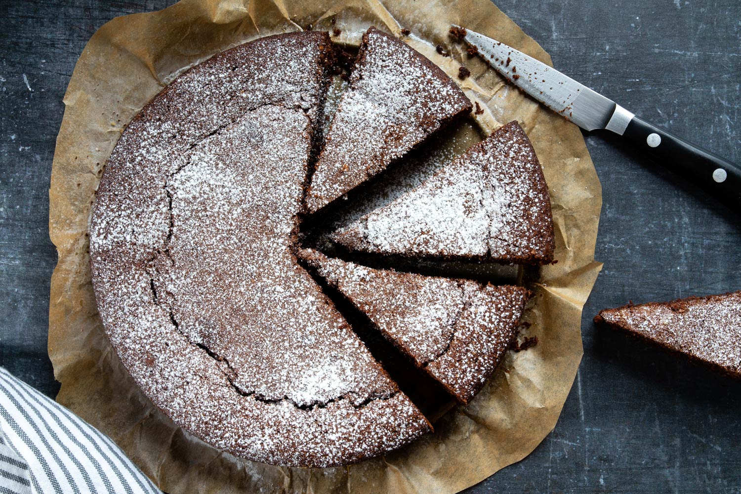 slices of torta caprese Italian almond and chocolate cake
