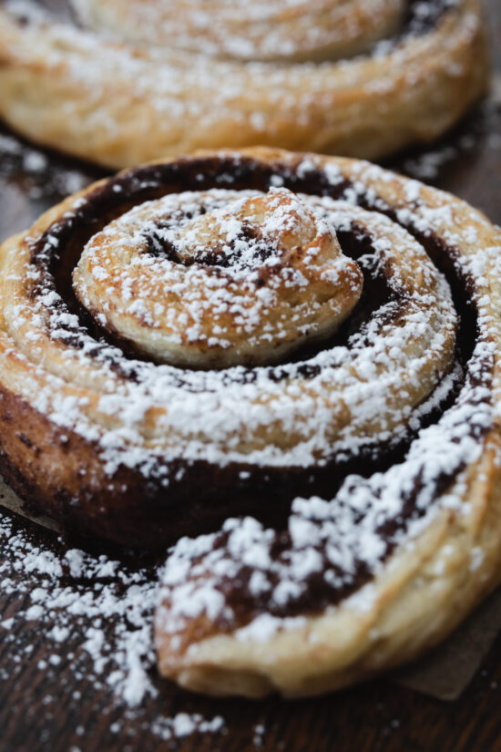 hungarian chocolate roll with powdered sugar