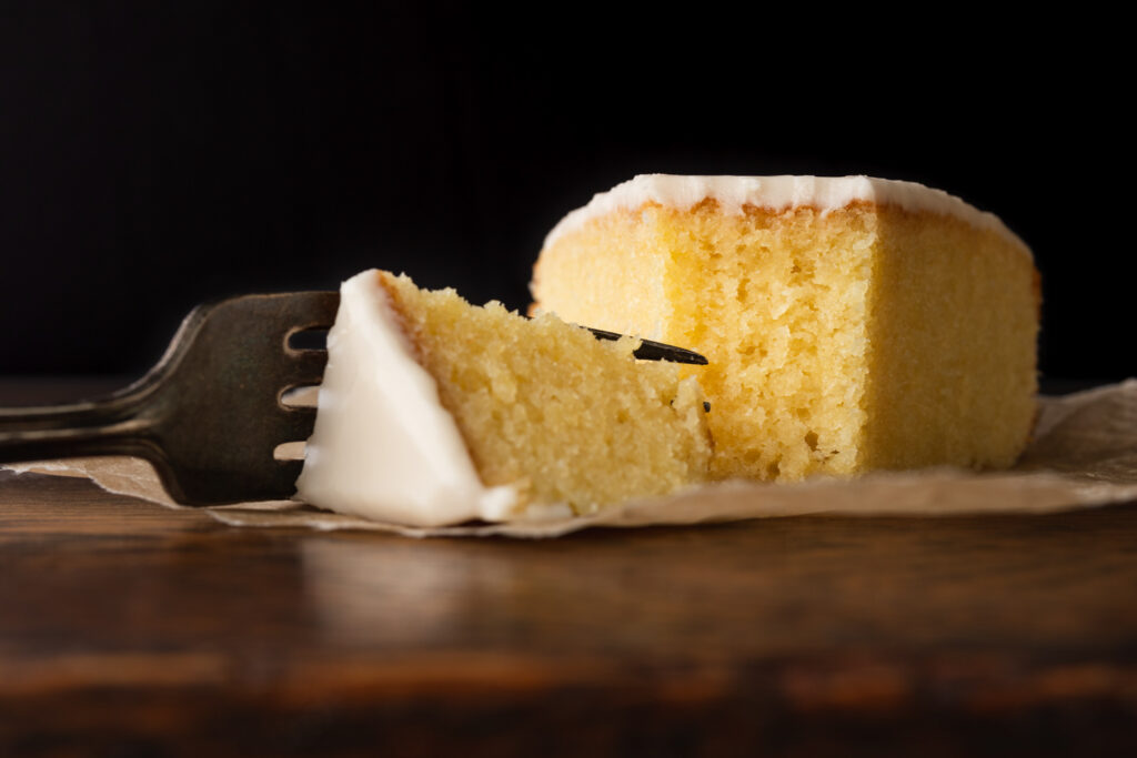slice of gateau nantais with fork