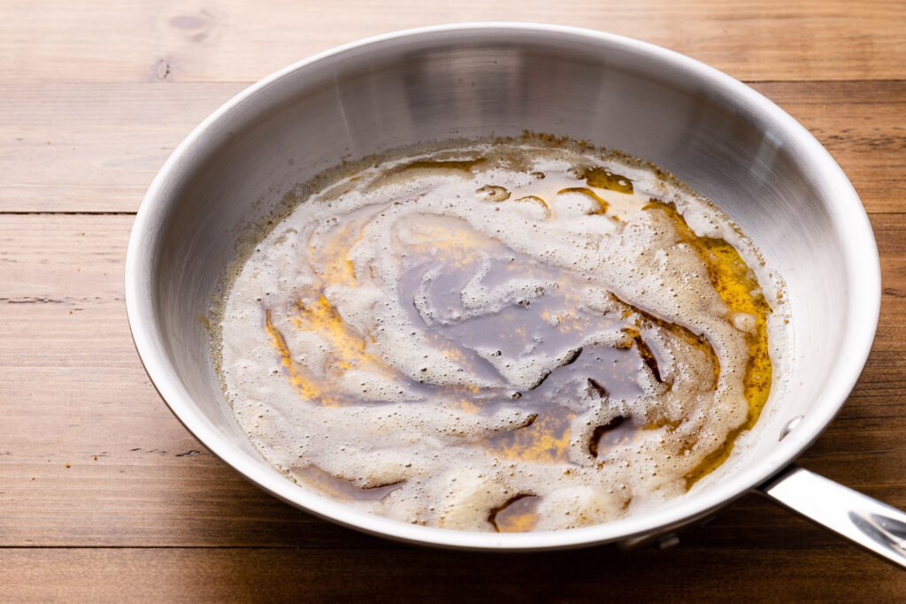 brown butter in a light colored pan