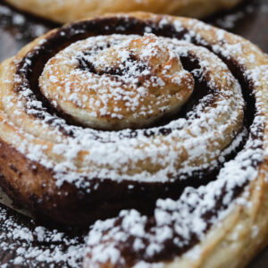 hungarian chocolate roll with powdered sugar