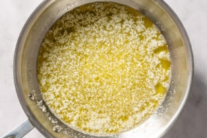 Melted butter in a sauté pan